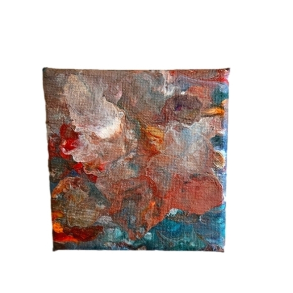 Hand Crafted acrylic pour fluid artwork upcycled wall decor handmade painting - Picture 3 of 12
